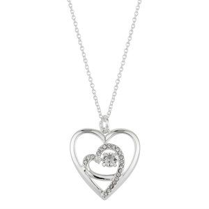 Swarovski Crystals Brilliance SISTER Best Friend Heart Silver Plate Necklace NEW